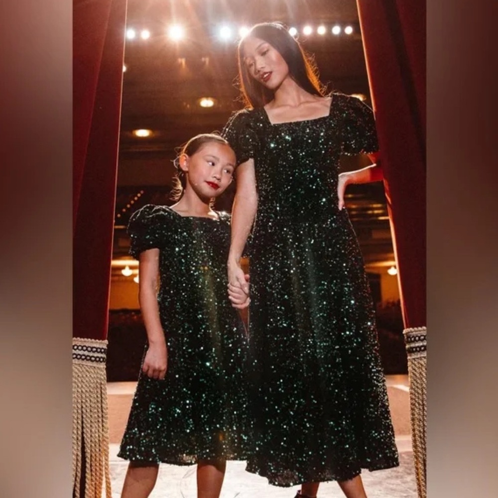 Ivy City Co. Vivian Sequin Puff Sleeve Midi Dress – Women’s 1X NWT